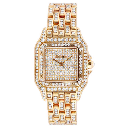 Cartier Panthere 18K Yellow Gold Women's Diamond Watch 23mm ~3.2ct S000272