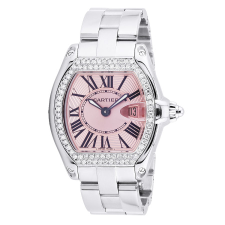 Cartier Roadster Stainless Steel Diamond Women's Watch 31mm 0.75ct S000534
