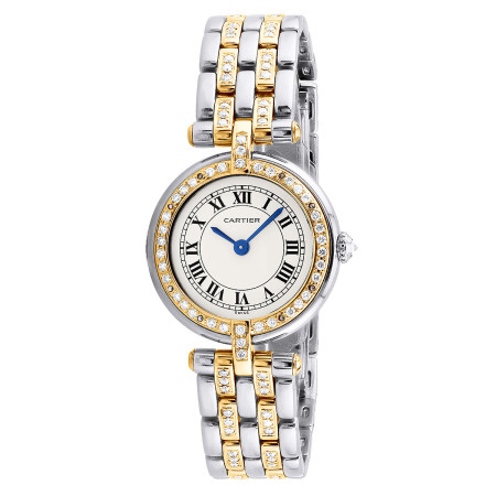 Cartier Panthere Vendome Women's 18K Gold Diamond Watch | 24mm | Quartz | 0.8ct | Cream Dial s01034
