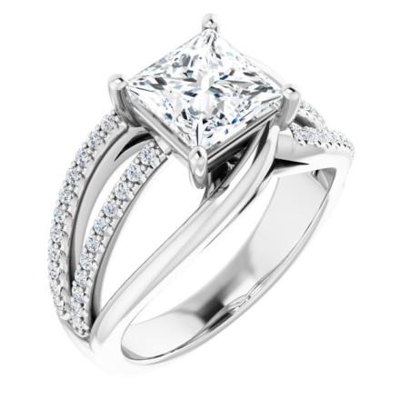 Sage 1.5 Carat Square Diamond Accented Engagement Ring in White color  ST115DNS