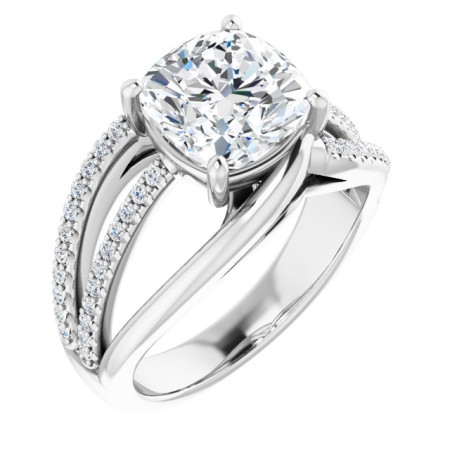 Sage Lab Grown Diamond Ring | 3 Carat Cushion Diamond Accented Engagement Ring ST115DLC