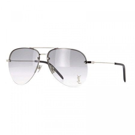 Saint Laurent Unisex Designer Aviator Silver Sunglasses CLASSIC11M005 Metal Frame M04346