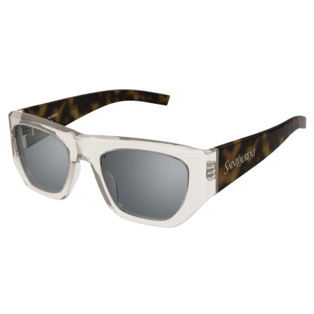 Saint Laurent Women's Designer Square Sunglasses SL740003 Grey Silver Mirror Lenses M07884
