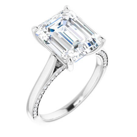 Samantha Lab Grown Diamond Ring | 5 Carat Emerald Diamond Accented Engagement Ring ST085DLE