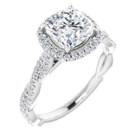 Sarah Lab Grown Diamond Ring | 2 Carat Cushion Diamond Halo-Style Engagement Ring ST064DLC