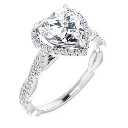 Sarah Lab Grown Diamond Ring | 2 Carat Heart Diamond Halo-Style Engagement Ring ST064DLH