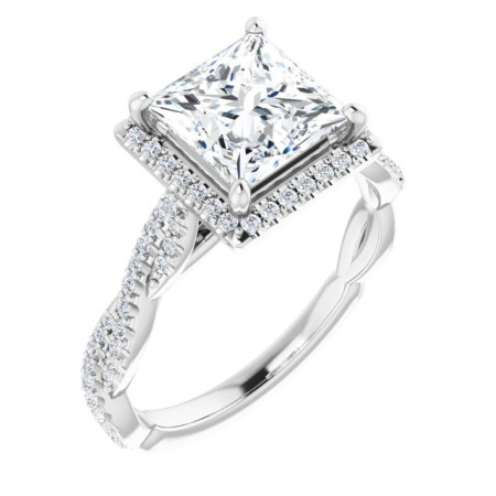 Sarah Lab Grown Diamond Ring | 2 Carat Square Diamond Halo-Style Engagement Ring ST064DLS