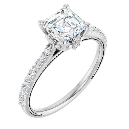 Savannah 1 Carat Asscher Diamond Accented Engagement Ring ST051DNA