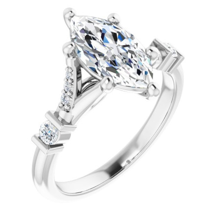 Saylor Lab Grown Diamond Ring | 2 Carat Marquise Diamond Accented Engagement Ring ST166DLM