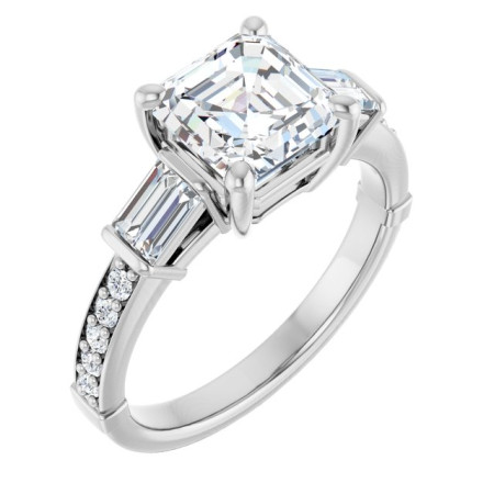 Scarlett 2 Carat Asscher Diamond Baguette Accented Engagement Ring ST009DNA