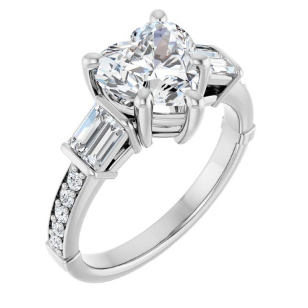 Scarlett 2 Carat Heart Diamond Baguette Accented Engagement Ring ST009DNH