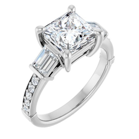 Scarlett 2 Carat Square Diamond Baguette Accented Engagement Ring ST009DNS