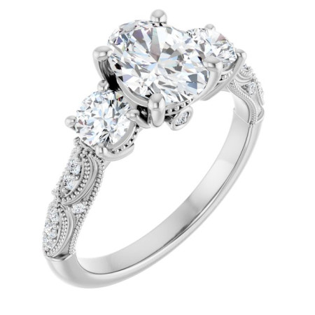 Selena 1 Carat Oval Diamond Three-Stone Engagement Ring ST188DNO