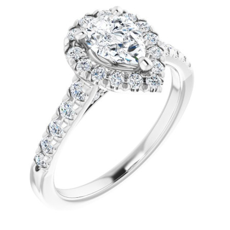 Sloane 0.75 Carat Pear Diamond French-Set Halo-Style Engagement Ring ST113DNP