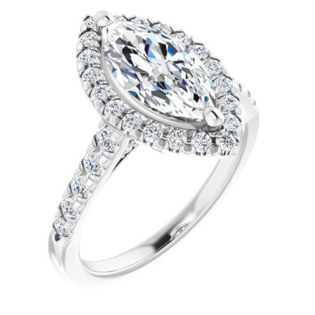 Sloane Lab Grown Diamond Ring | 2 Carat Marquise Diamond French-Set Halo-Style Engagement Ring ST113DLM