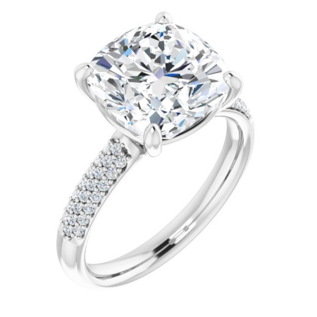 Sophia 1 Carat Cushion Diamond Pave-Style Accented Engagement Ring in White color  ST071DNC