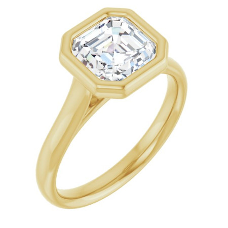 Sophie Lab Grown Diamond Ring | 2 Carat Asscher Diamond Bezel-Set Solitaire Engagement Ring in Yellow color  ST081DLA