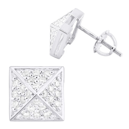 Square 14K Gold Diamond Stud Earrings for Men and Women | Pyramid Design | 0.48ct in White color  HD0813