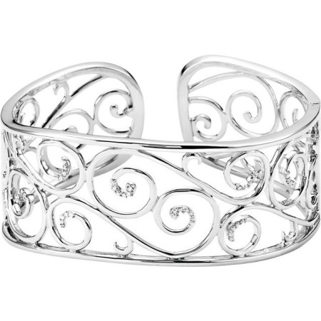 Sterling Silver 1/4 CTW Natural Diamond Cuff 7in Bracelet in White color  STC0057