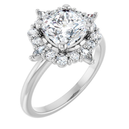 Stevie Lab Grown Diamond Ring | 2 Carat Cushion Diamond Halo-Style Engagement Ring in White color  ST203DLC