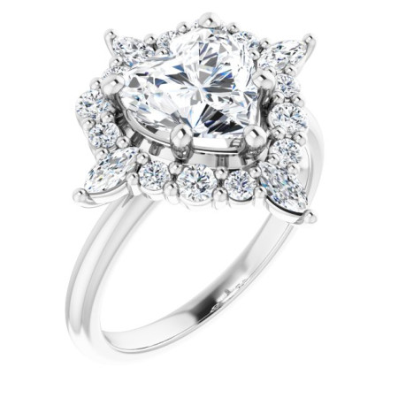 Stevie Lab Grown Diamond Ring | 2 Carat Heart Diamond Halo-Style Engagement Ring ST203DLH