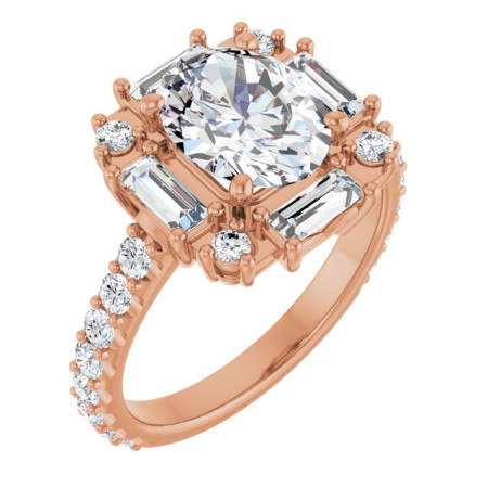 Summer Lab Grown Diamond Ring | 2 Carat Oval Diamond Halo-Style Engagement Ring in Rose color ST158DLO