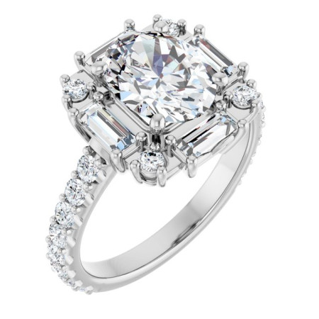 Summer Lab Grown Diamond Ring | 2 Carat Oval Diamond Halo-Style Engagement Ring in White color  ST158DLO