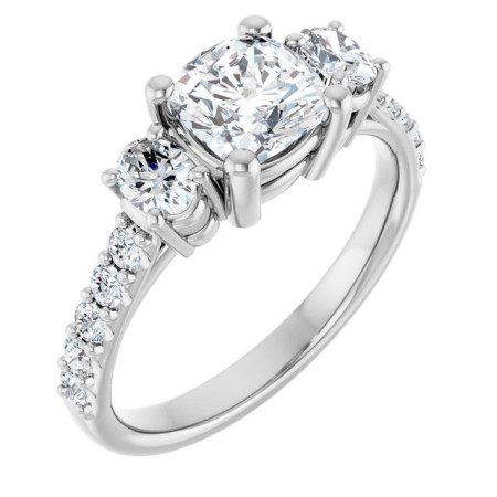 Tatum 1 Carat Cushion Diamond Three-Stone Engagement Ring ST207DNC