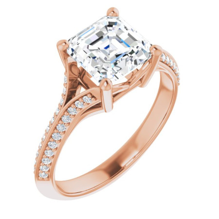 Taylor Lab Grown Diamond Ring | 2 Carat Asscher Diamond Accented Engagement Ring in Rose color ST173DLA