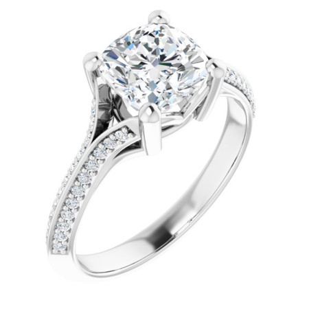 Taylor Lab Grown Diamond Ring | 2 Carat Cushion Diamond Accented Engagement Ring ST173DLC