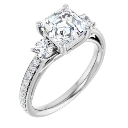 Trinity Lab Grown Diamond Ring | 2 Carat Asscher Diamond Three-Stone Engagement Ring ST224DLA
