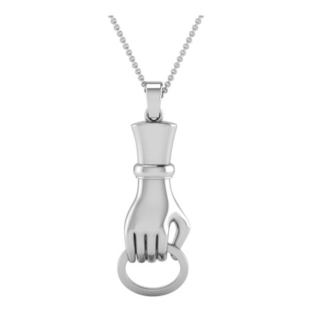 Unique 14K Gold Hand Holding Ring Pendant for Women in White color  HD0783