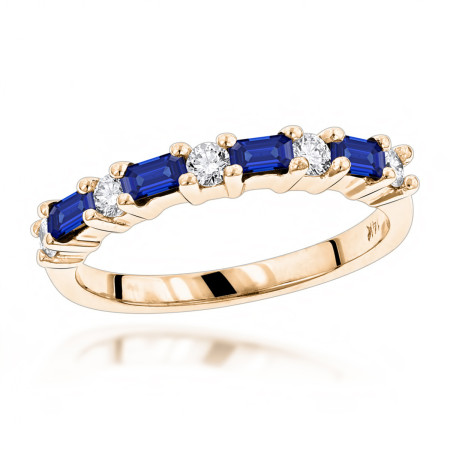 Unique 14K Gold Diamond and Sapphire Ring for Women 0.58ctw in Yellow color  000567