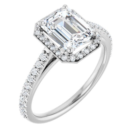 Vanessa Lab Grown Diamond Ring | 2 Carat Emerald Diamond Halo-Style Engagement Ring ST225DLE