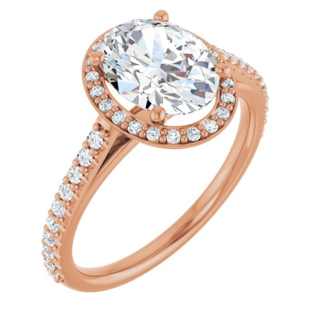 Vanessa Lab Grown Diamond Ring | 2 Carat Oval Diamond Halo-Style Engagement Ring in Rose color ST225DLO