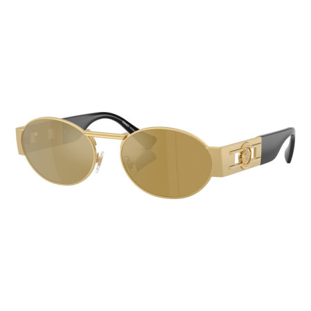 Versace Men's Designer Oval Sunglasses VE226410025A Brown Gold Mirror Lenses M11337