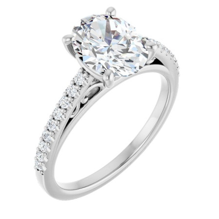 Victoria 2 Carat Oval Diamond Accented Cathedral Engagement Ring ST035DNO