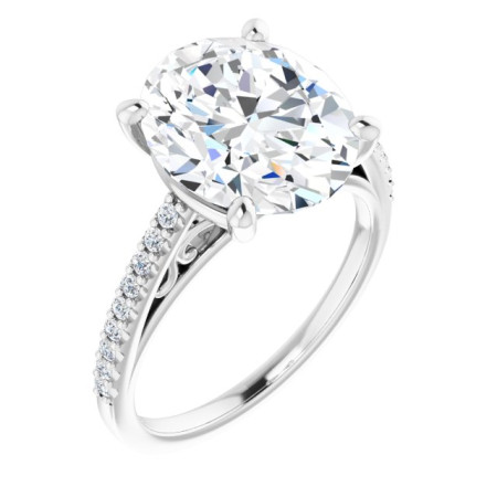 Victoria Lab Grown Diamond Ring | 5 Carat Oval Diamond Cathedral-Style Engagement Ring in White color  ST035DLO