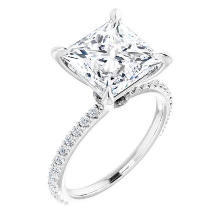 Vivian Lab Grown Diamond Ring | 4 Carat Square Diamond Accented Engagement Ring ST070DLS