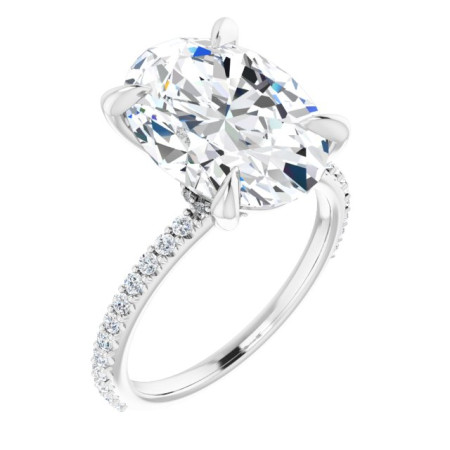 Vivian Lab Grown Diamond Ring | 6 Carat Oval Diamond Accented Engagement Ring in White color  