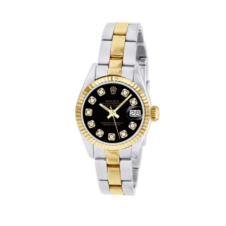 31mm Gold Diamond Watch | Womens Rolex Oyster Perpetual Datejust | Black Dial 968935