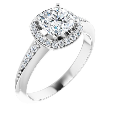 Willow 1 Carat Cushion Diamond Halo-Style Engagement Ring ST029DNC