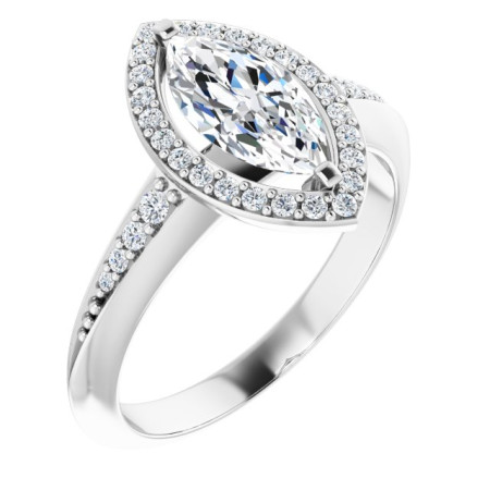 Willow 1 Carat Marquise Diamond Halo-Style Engagement Ring ST029DNM