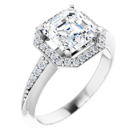 Willow Lab Grown Diamond Ring | 2 Carat Asscher Diamond Halo-Style Engagement Ring ST029DLA