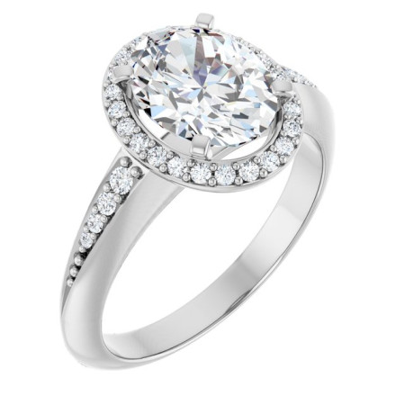 Willow Lab Grown Diamond Ring | 2 Carat Oval Diamond Halo-Style Engagement Ring ST029DLO