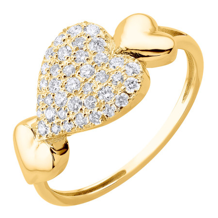 Women's 14K Gold Triple Heart Diamond Ring | Pave Setting | 0.52ct HD1416
