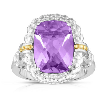 Women's 18K Gold & Sterling Silver Gemstone Cocktail Ring Amethyst HD3093