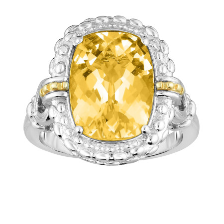 Women's 18K Gold & Sterling Silver Gemstone Cocktail Ring Quartz HD3098