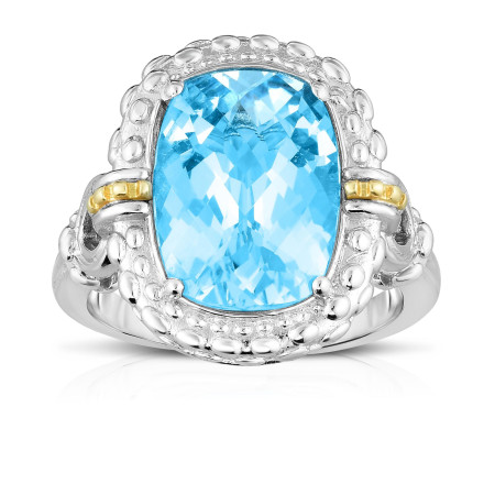 Women's 18K Gold & Sterling Silver Gemstone Cocktail Ring Topaz HD3088
