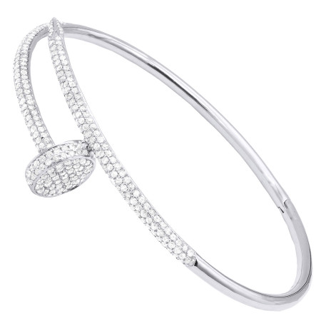 Women's 10K Gold Diamond Nail Bracelet 3ct in White color  803271